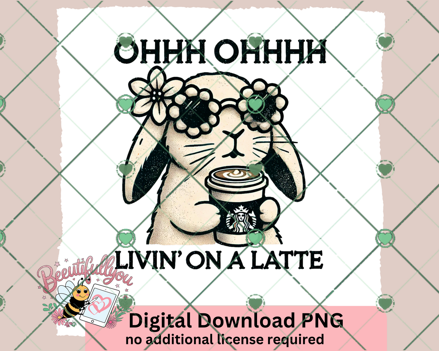 Coffee Bunny "Livin' on a Latte" Digital Design