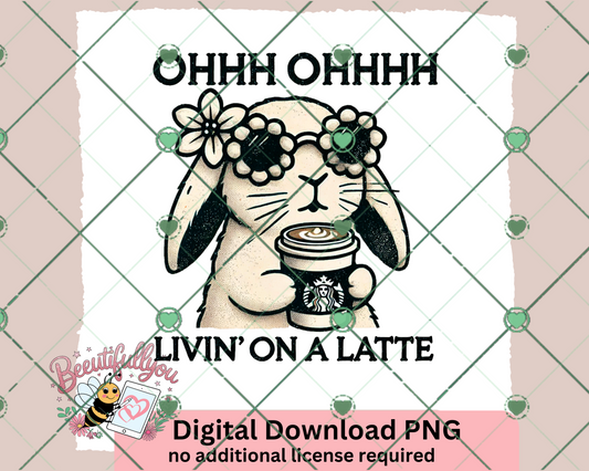 Coffee Bunny "Livin' on a Latte" Digital Design