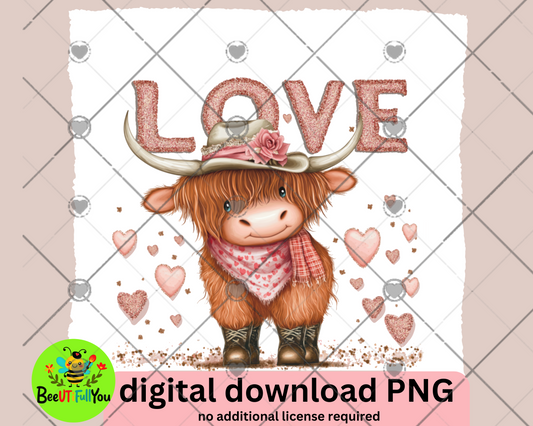 Sweet Highland Cow Valentine’s Day