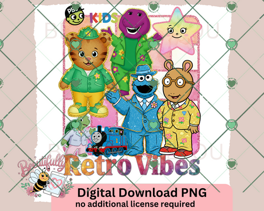 Retro Vibes PBS Kids Characters PNG