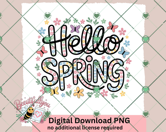 Floral "Hello Spring" Digital Design