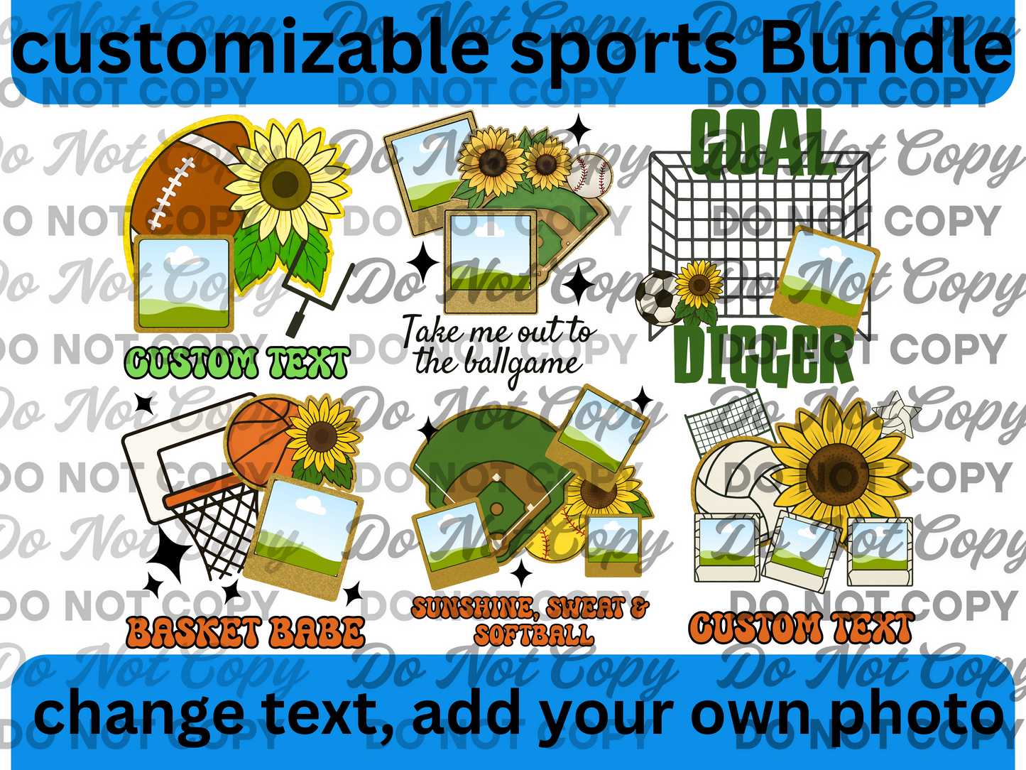 Customizable Sports Bundle – 6 Canva Frame Templates + PNGs