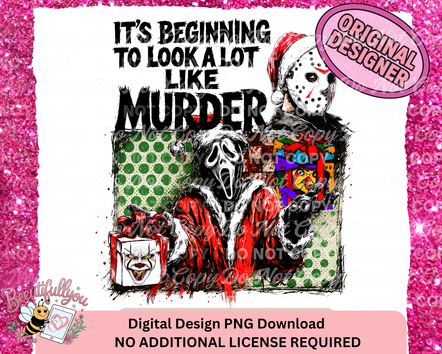 It's Beginning to Look a Lot Like Murder Digital Design | PNG Download | Black & White Text Versions Included