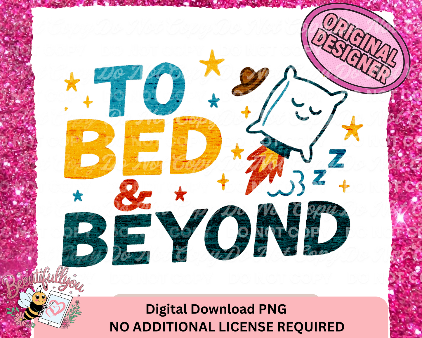 To Bed & Beyond Pajama Set PNG | Matching Pocket + Sleeve Designs | Digital Download