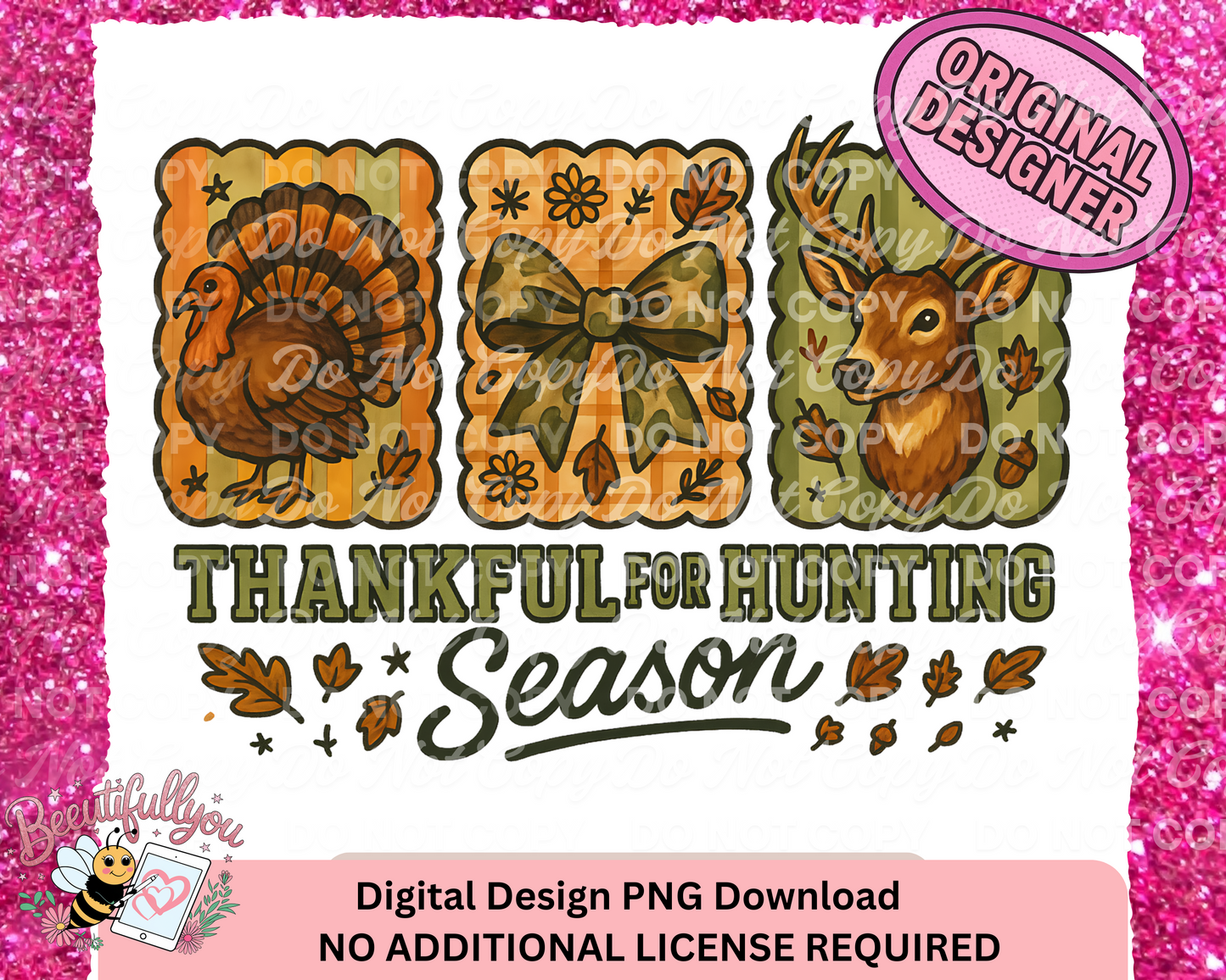 Hunting & Fishing Digital Design Bundle | 3 PNG Downloads | Buck Yeah, Gone Fishin’, Thankful for Hunting Season