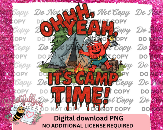 Oh Yeah, It’s Camp Time! Digital Summer Clipart, Kool-Aid Style Sublimation Design