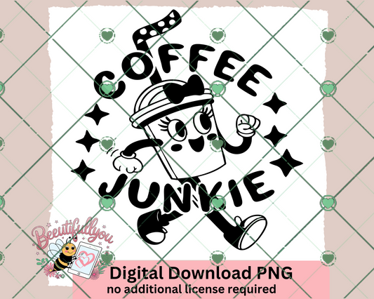 Coffee Junkie Cute Retro Cup Digital Design