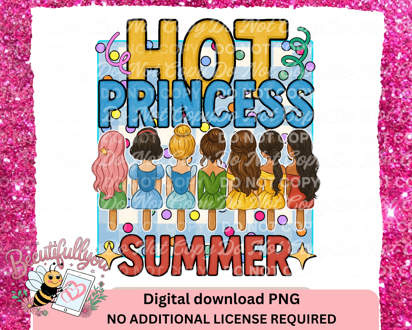 HOT Princess Summer Popsicle PNG | Funny Summer Princess Digital Download | Retro Girly Summer Clipart for Sublimation & Crafts