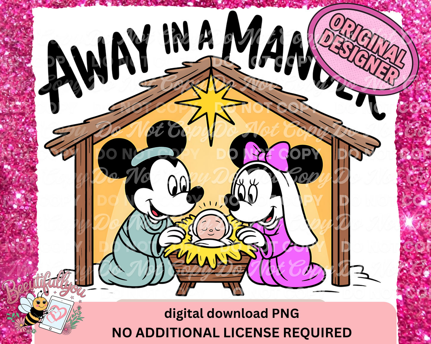 Away in a Manger Nativity PNG | Christmas Religious Digital Download