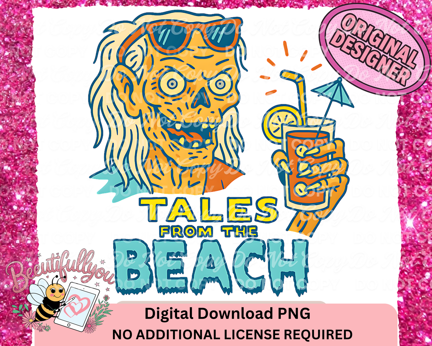 Tales from the Crypt Summer PNG bundle • Funny Spooky Beach Clipart • Retro Skeleton Cocktail Art