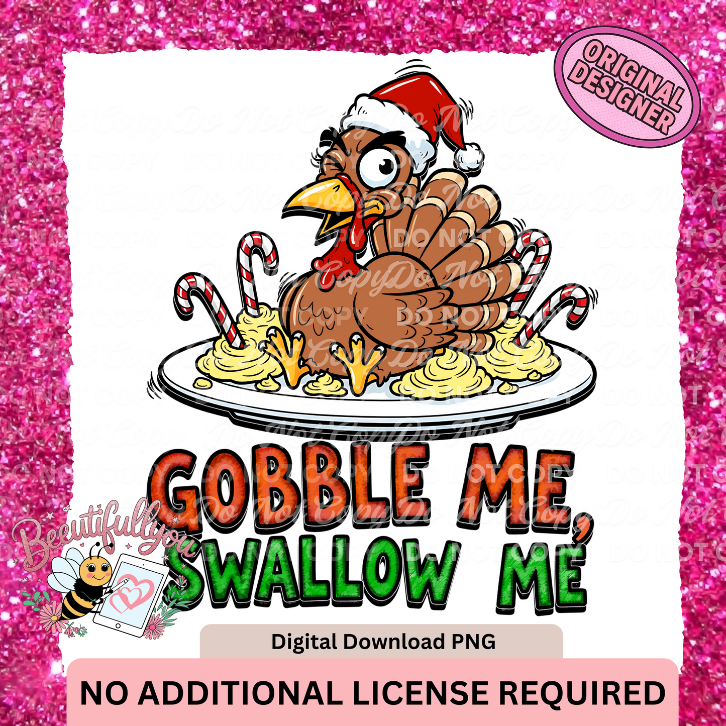 Gobble Me Swallow Me Christmas Turkey PNG | Funny Holiday Sublimation Design
