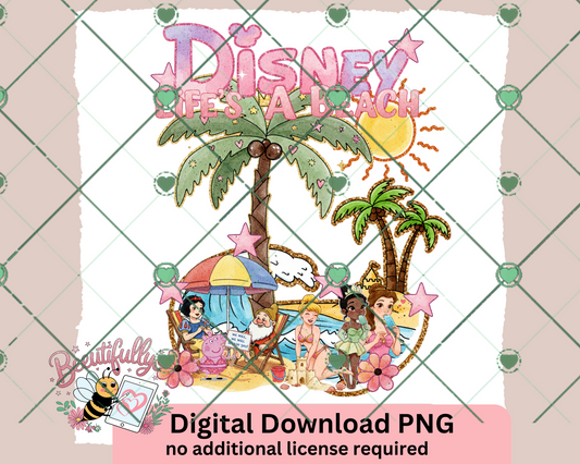 Life’s a Beach PNG | Summer Princess Digital Download for Sublimation & Crafts