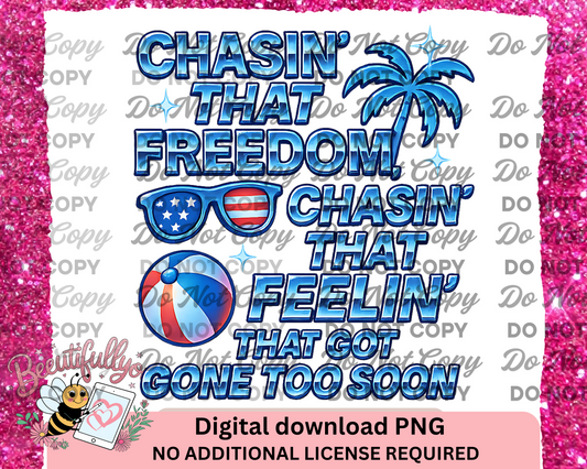 Chasin' That Freedom PNG – Patriotic Summer Sublimation File – Retro Beach Ball 4th of July Clipart