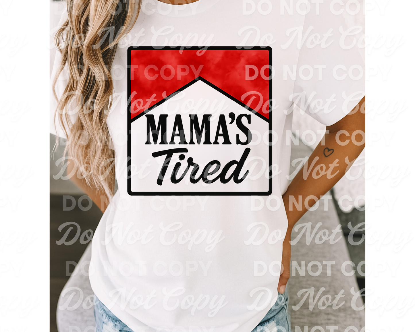 Mama’s Tired Parody Logo PNG – Funny Watercolor Digital Download for Exhausted Moms