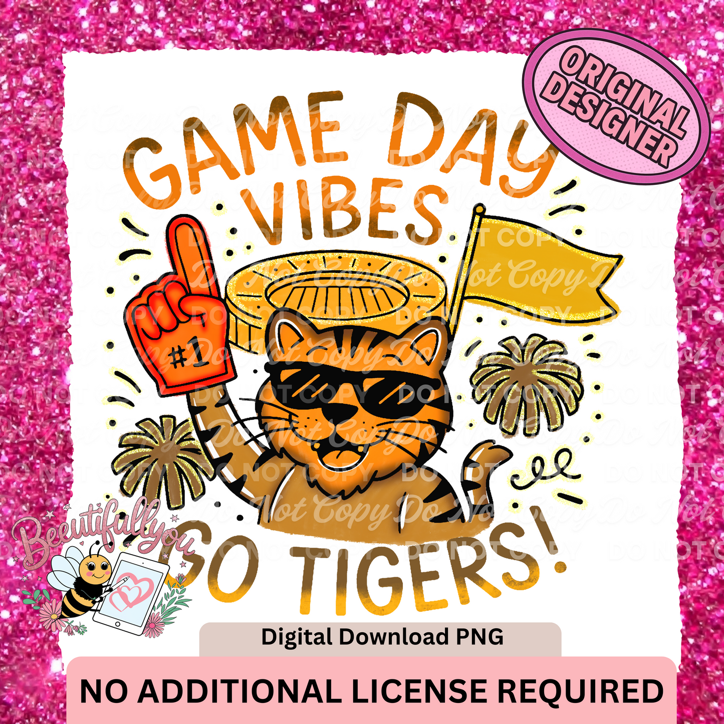 Game Day Vibes – Go Tigers! Mascot PNG Design