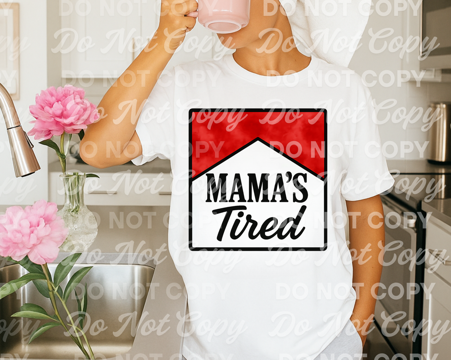 Mama’s Tired Parody Logo PNG – Funny Watercolor Digital Download for Exhausted Moms