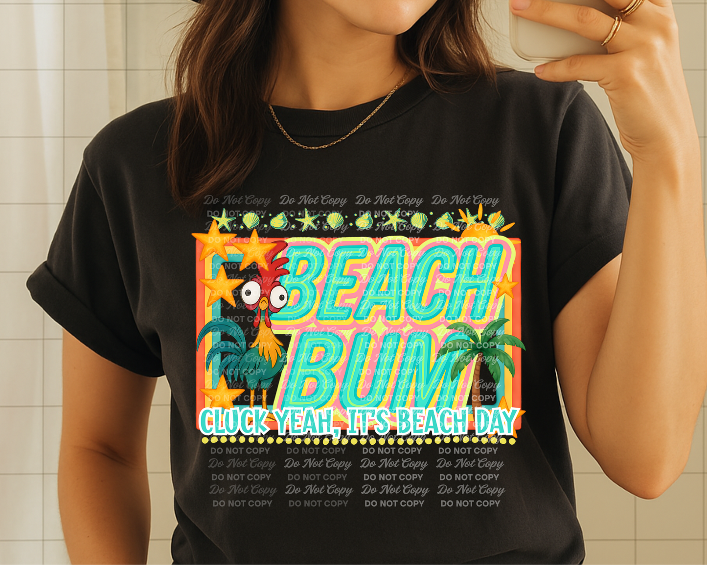 Beach Bum Cluck Yeah PNG – Funny Chicken Beach Day Digital Download for Summer Shirts