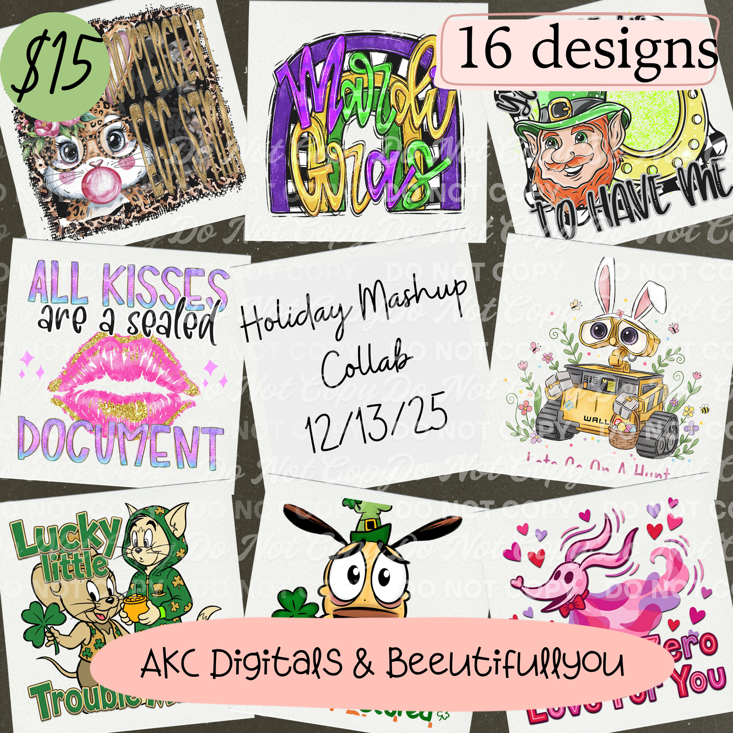 Holiday Mashup Finished Design Bundle 12/13/25 • 16 PNG Designs • BeeUTiFullYou x AKC Digitals
