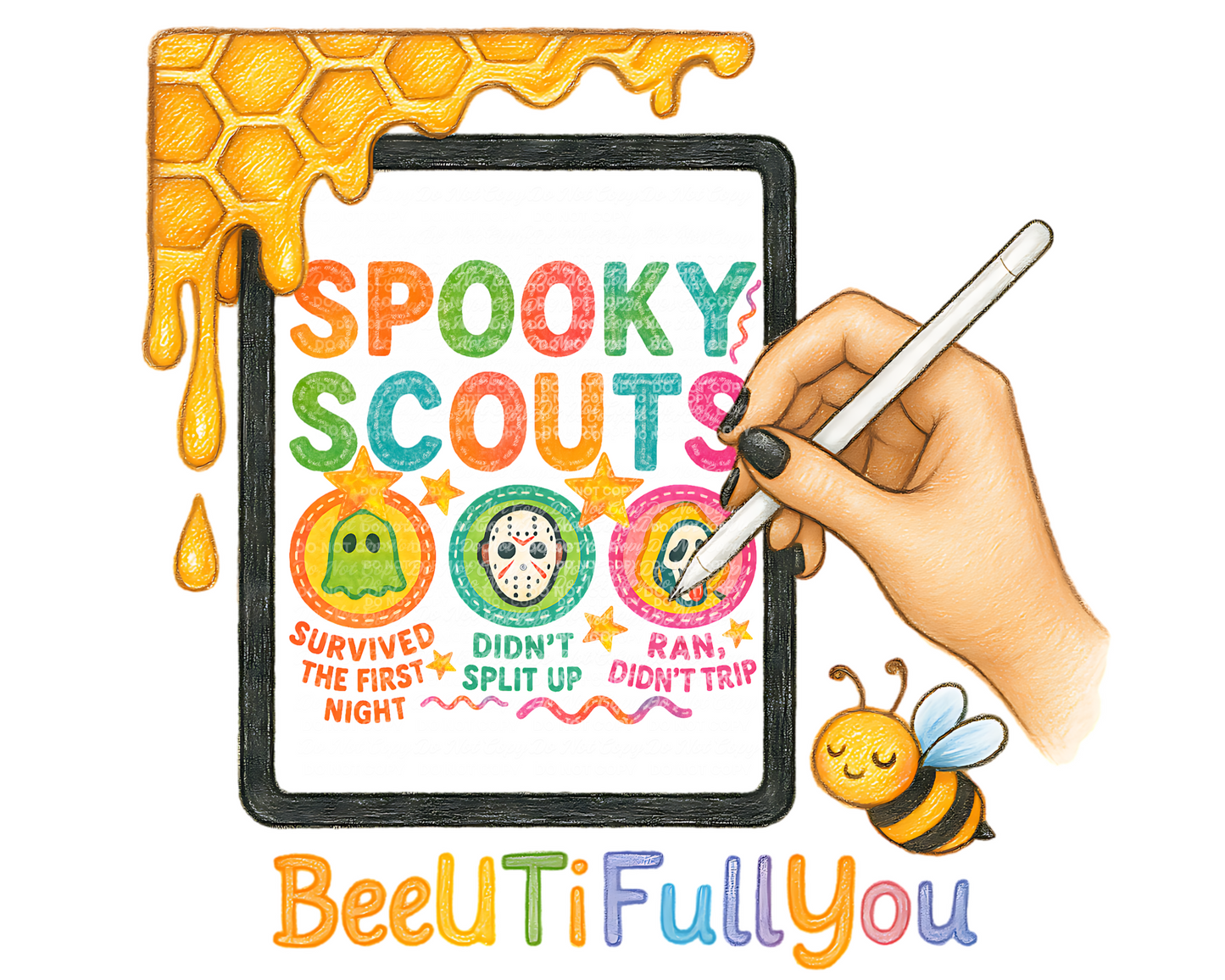 Spooky Scouts Rainbow Badge PNG – Halloween Camp Theme Design