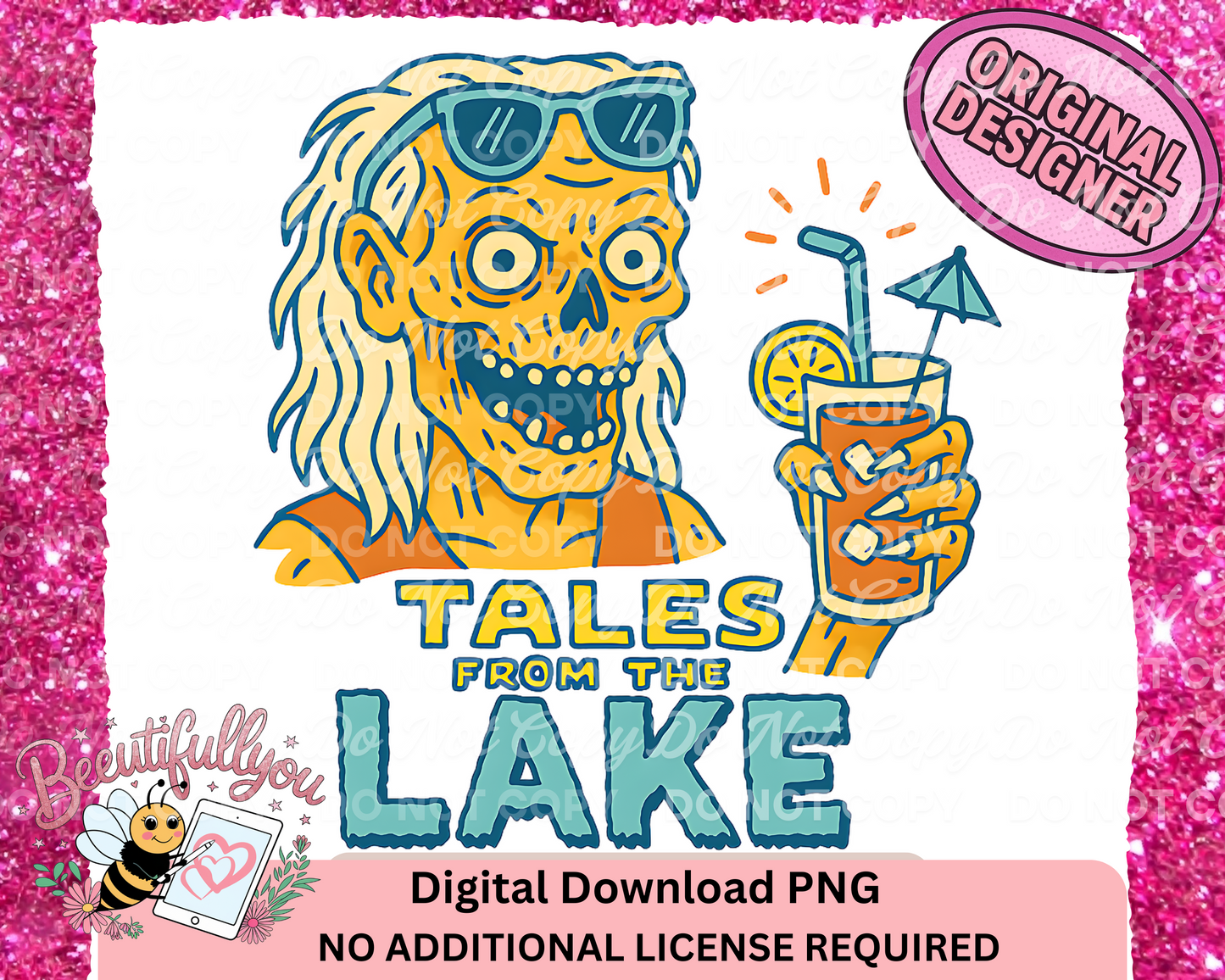 Tales from the Crypt Summer PNG bundle • Funny Spooky Beach Clipart • Retro Skeleton Cocktail Art