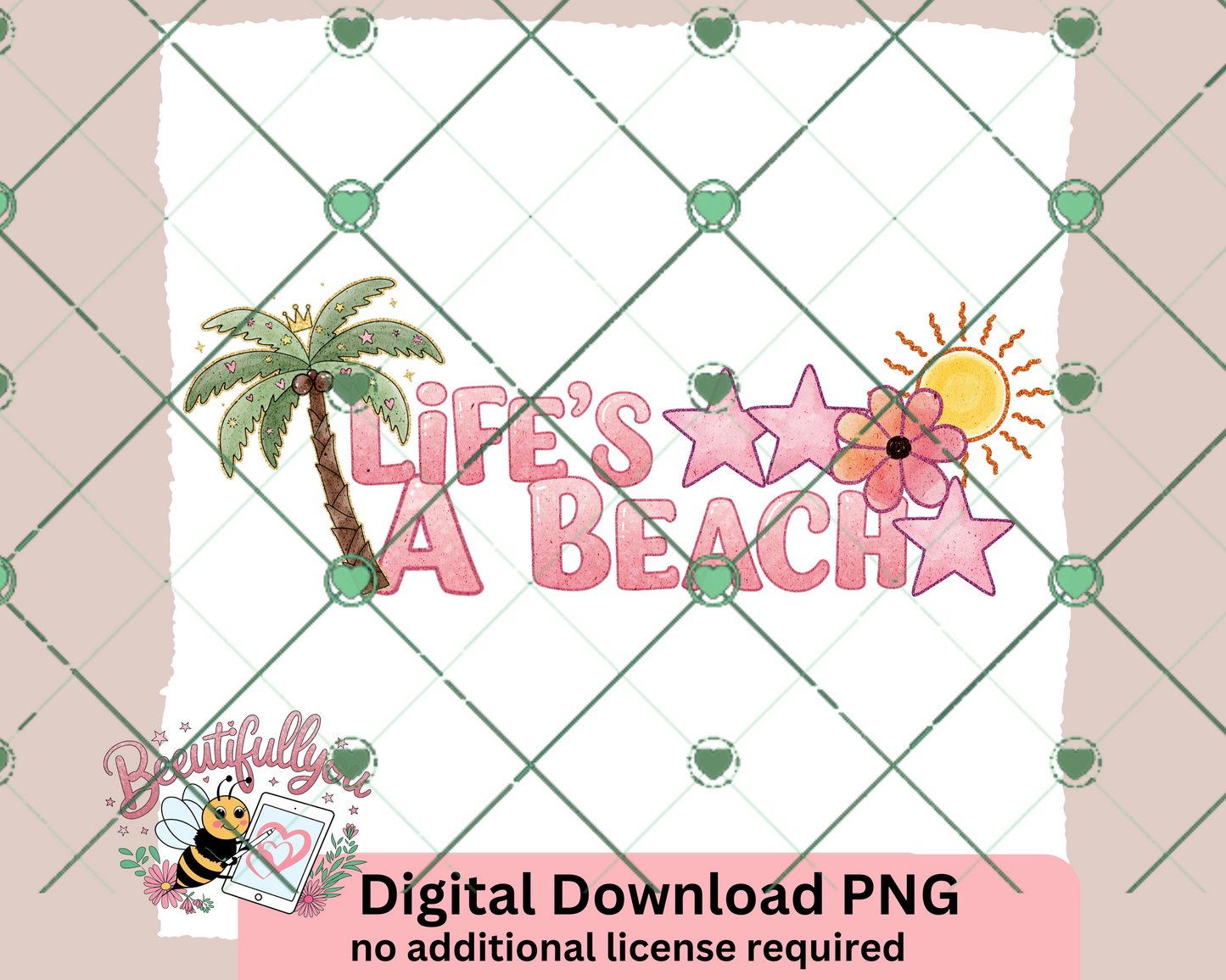 Life’s a Beach PNG | Summer Princess Digital Download for Sublimation & Crafts
