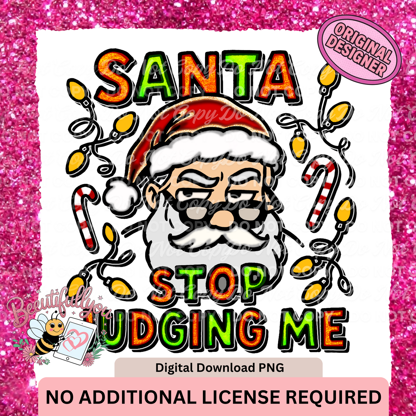 Santa Stop Judging Me PNG | Funny Christmas Holiday Sublimation Design
