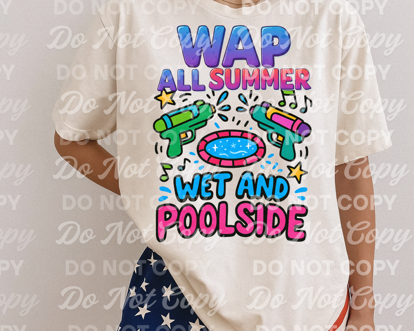 WAP All Summer PNG  Wet and Poolside Digital Download, Funny Water Gun Pool Graphic, Summer Shirt Design, Bold Cartoon Style