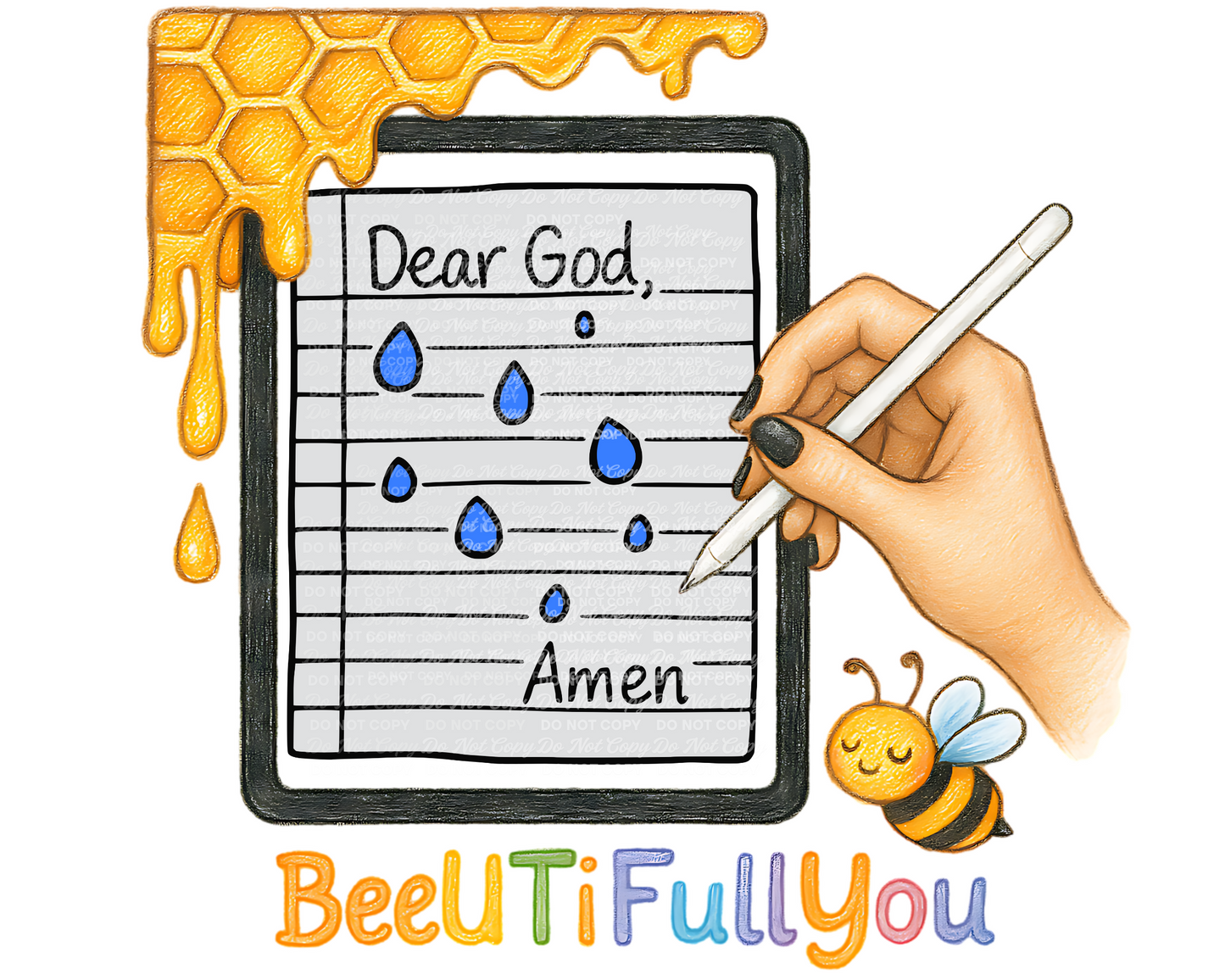 Dear God, Amen – Prayer & Tears Hand-Drawn PNG