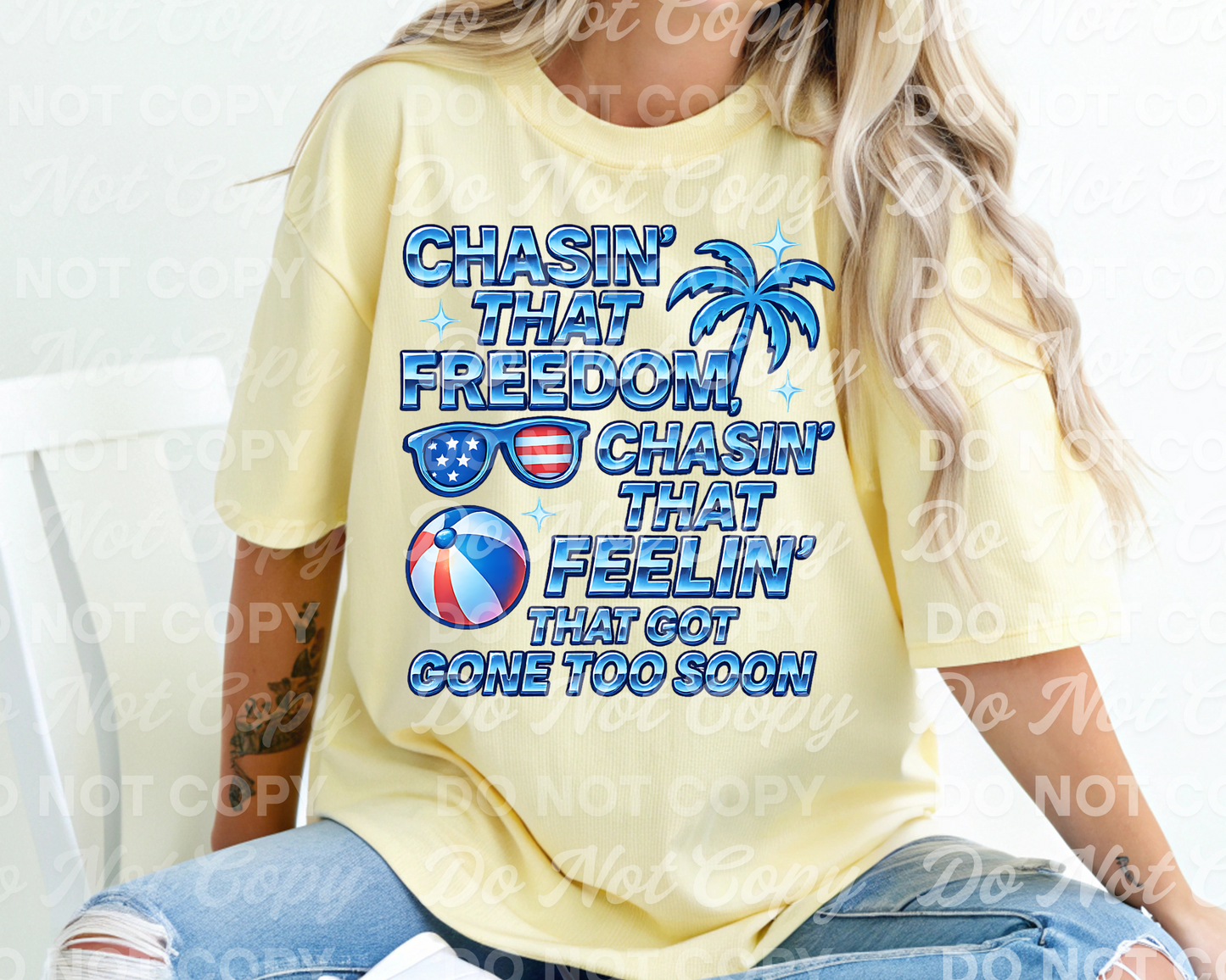 Chasin' That Freedom PNG – Patriotic Summer Sublimation File – Retro Beach Ball 4th of July Clipart