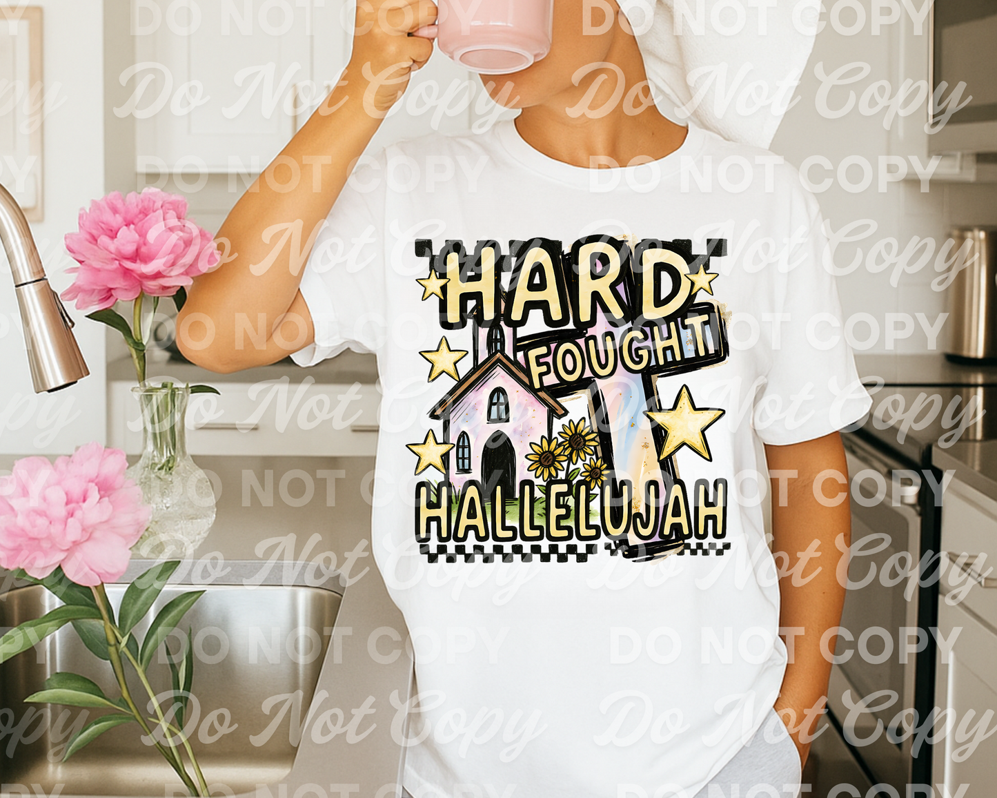 Hard Fought Hallelujah PNG | Digital Download | Faith Church Cross Stars Sublimation Design