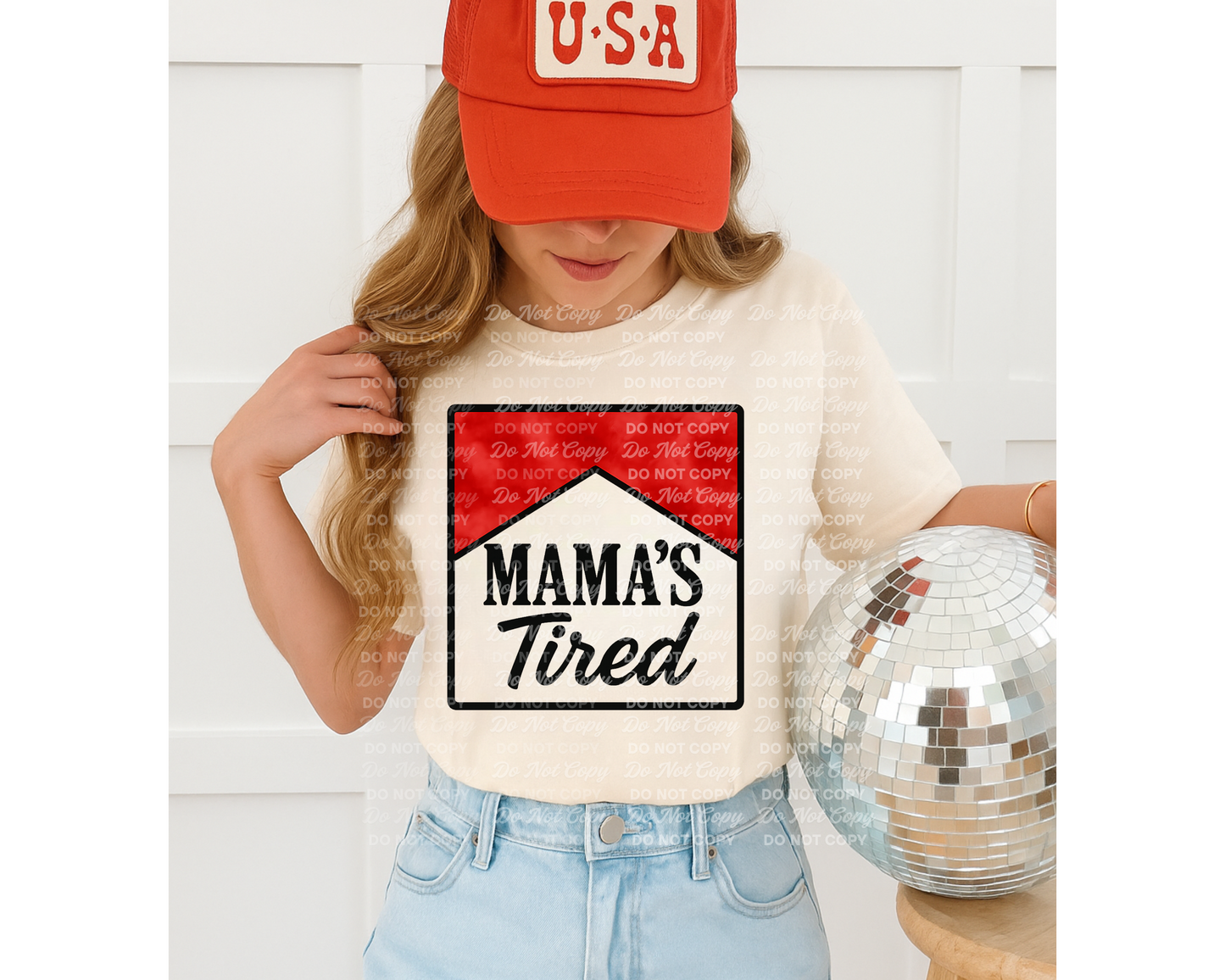 Mama’s Tired Parody Logo PNG – Funny Watercolor Digital Download for Exhausted Moms