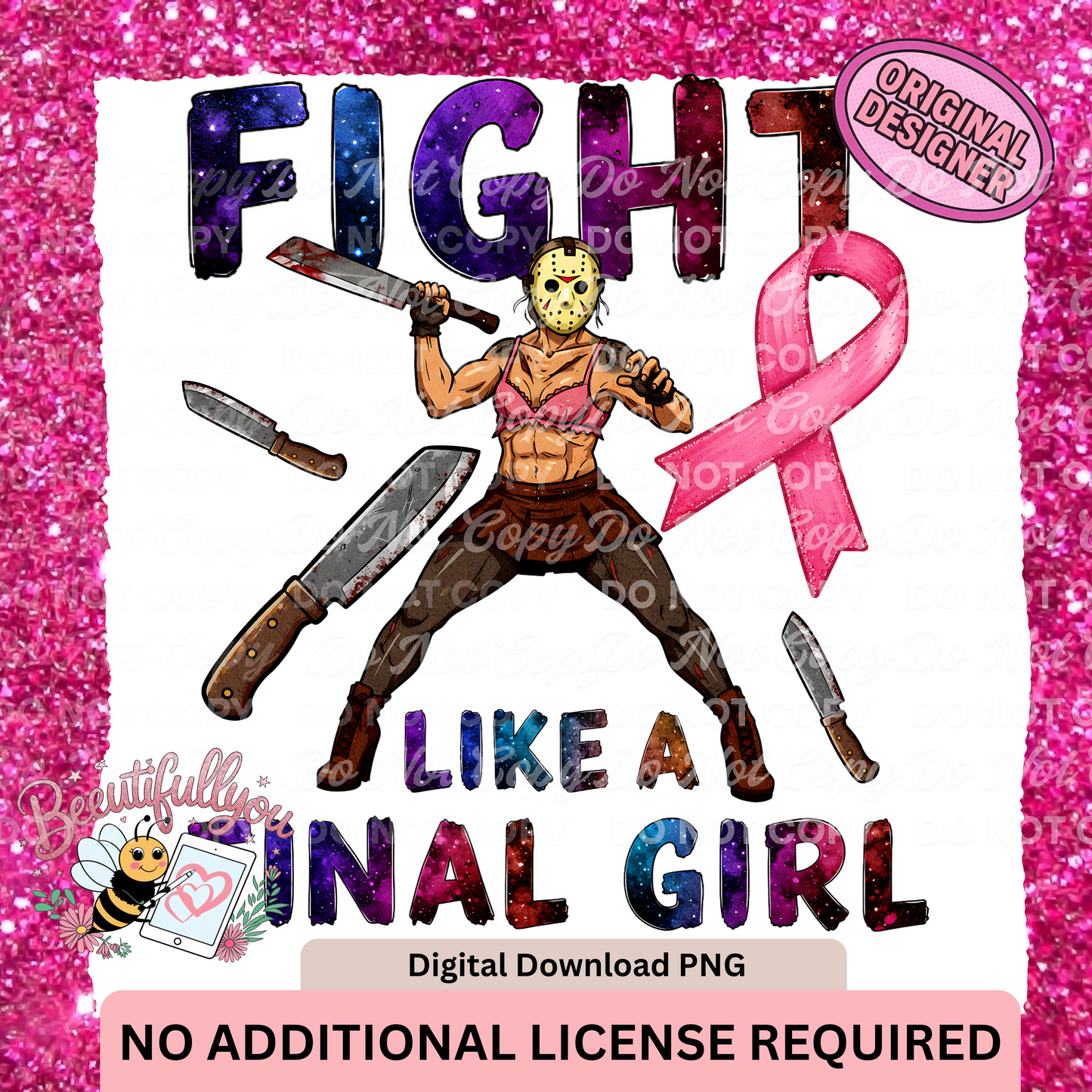 Final Girl Breast Cancer Awareness PNG Bundle | 4 Digital Download Designs | Horror Villain Parody Pink Ribbon Shirt Graphics