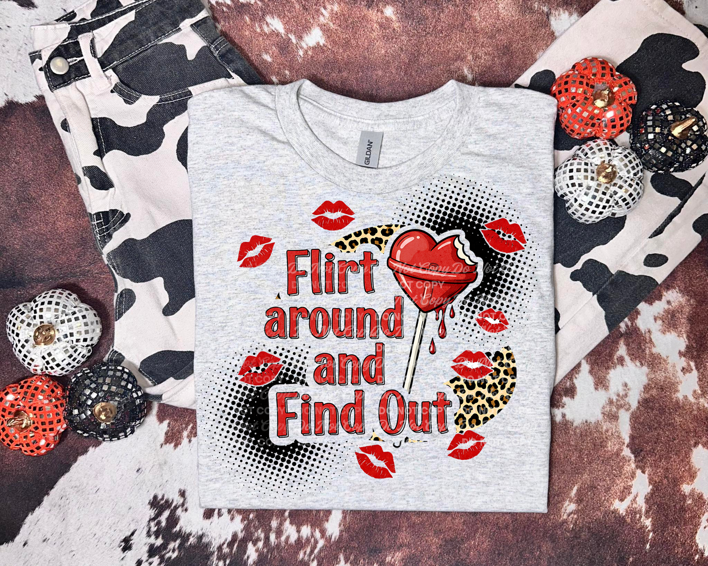 Flirt Around and Find Out Digital Design | Valentine's Day PNG Download | Lollipop & Lips Pop Art