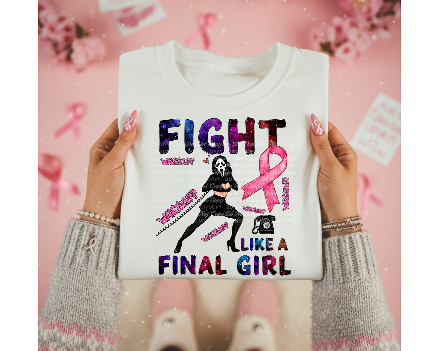 Final Girl Breast Cancer Awareness PNG Bundle | 4 Digital Download Designs | Horror Villain Parody Pink Ribbon Shirt Graphics