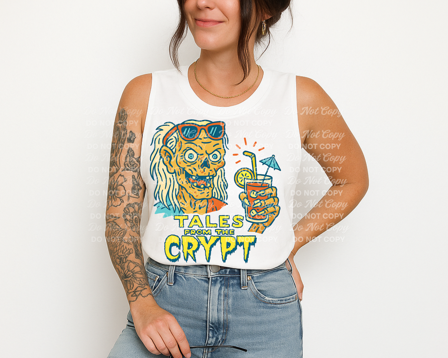 Tales from the Crypt Summer PNG bundle • Funny Spooky Beach Clipart • Retro Skeleton Cocktail Art