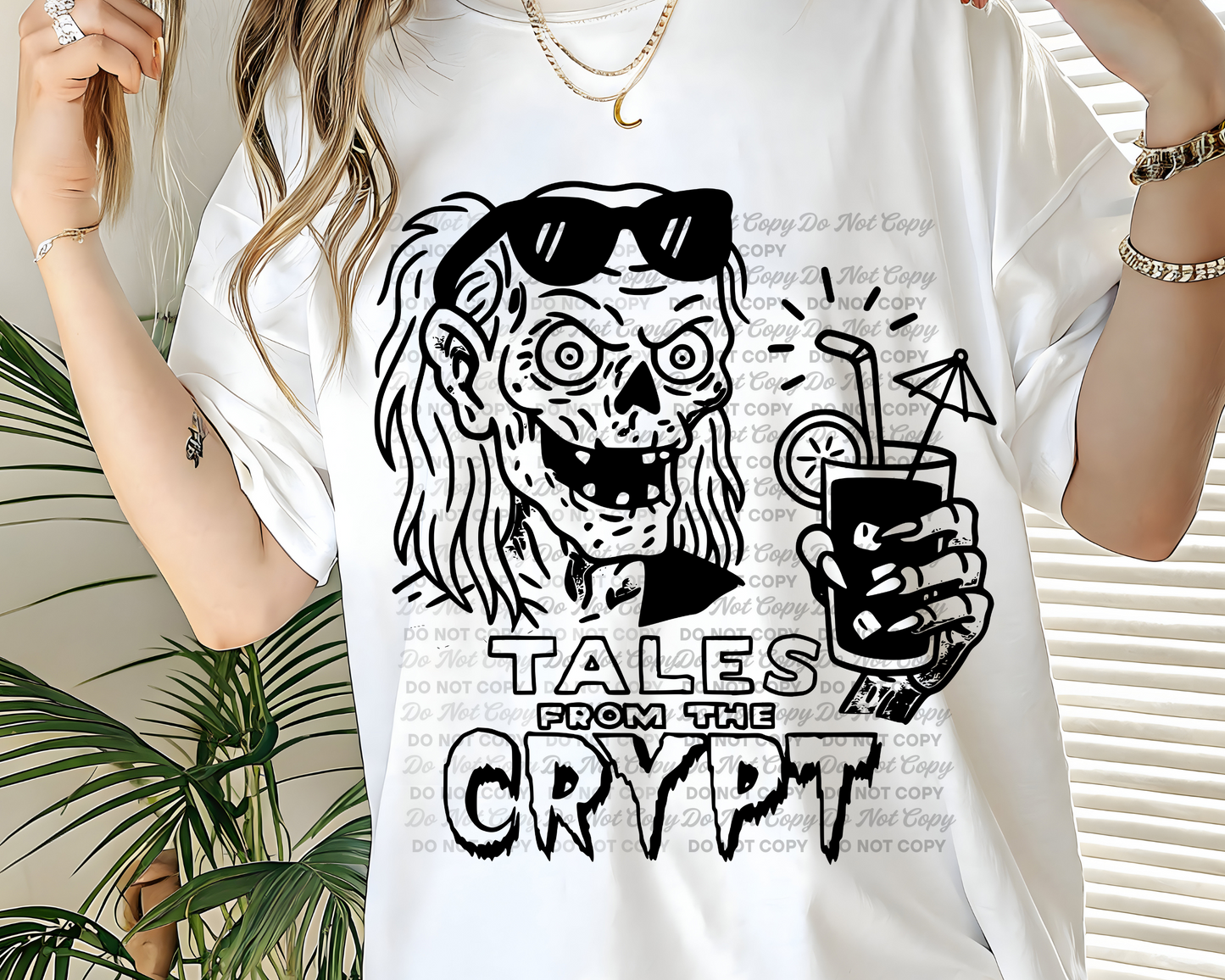 Tales from the Crypt Summer PNG bundle • Funny Spooky Beach Clipart • Retro Skeleton Cocktail Art