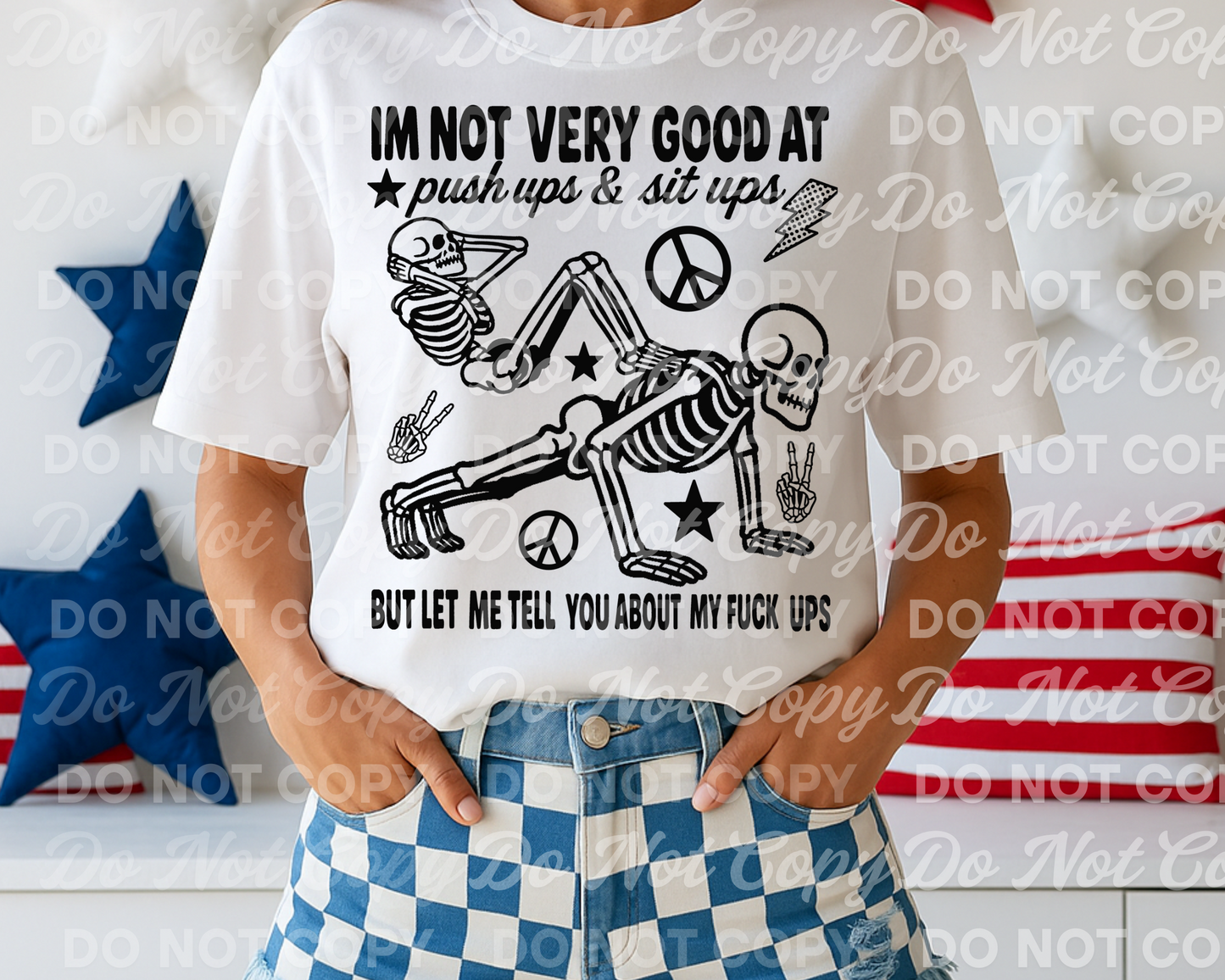 Not Good at Push-Ups PNG | Funny Skeleton Workout Quote Design