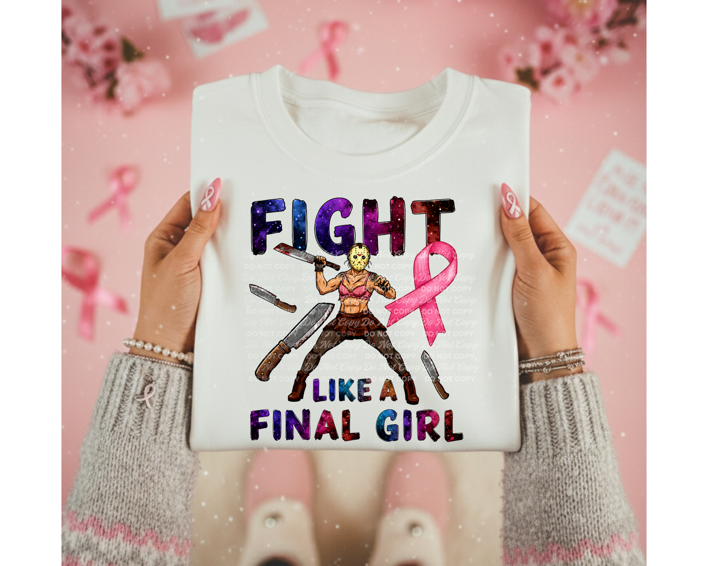 Final Girl Breast Cancer Awareness PNG Bundle | 4 Digital Download Designs | Horror Villain Parody Pink Ribbon Shirt Graphics