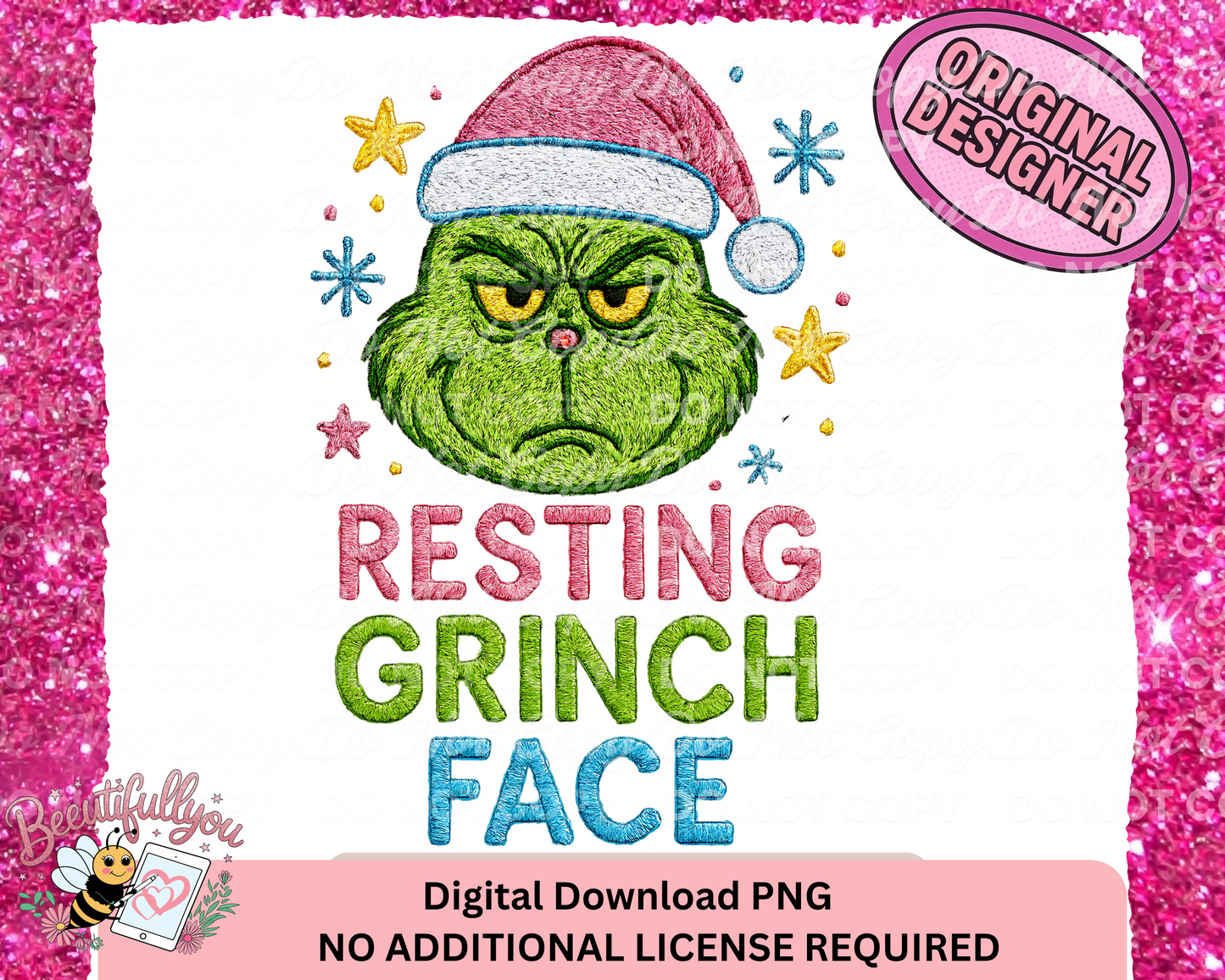 Resting Grinch Face | Funny Christmas PNG | Digital Download