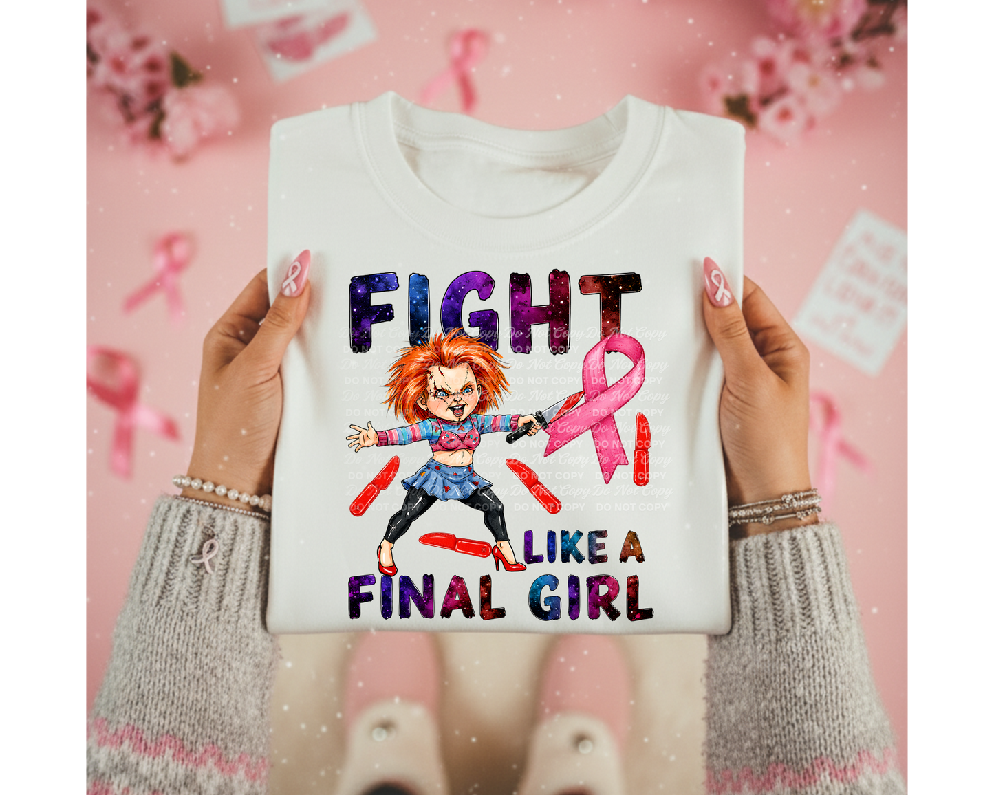 Final Girl Breast Cancer Awareness PNG Bundle | 4 Digital Download Designs | Horror Villain Parody Pink Ribbon Shirt Graphics