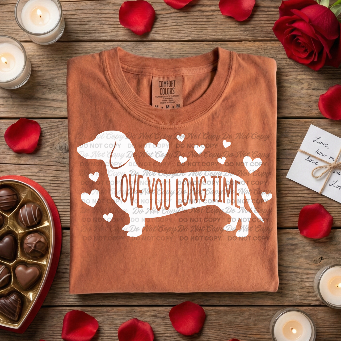 Love You Long Time Dachshund Design | Dog Valentine SVG + PNG | Canva Frame Color-Change Design | Physical Products Only