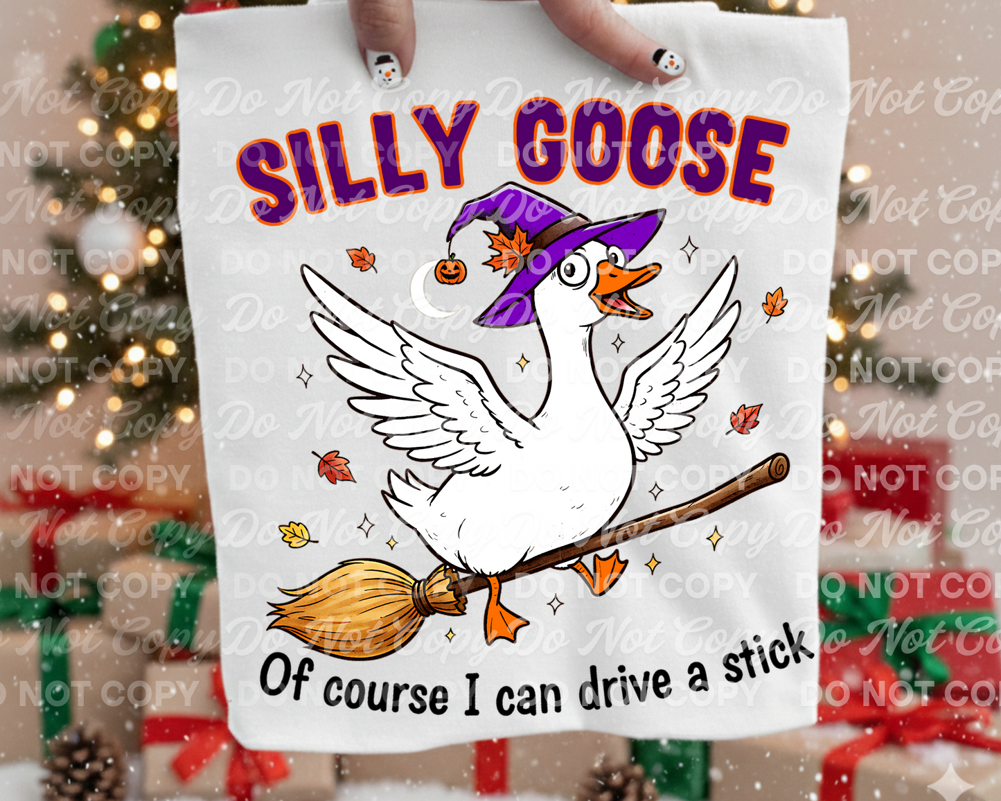 Silly Goose Halloween PNG | Funny Witch Goose Broomstick Fall Sublimation Design | Digital Download for Shirts and Crafts