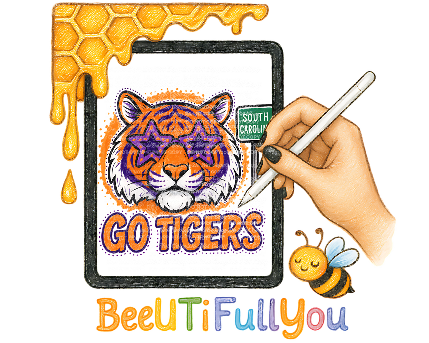 Go Tigers South Carolina Mascot PNG – Star Glasses Game Day Digital Download