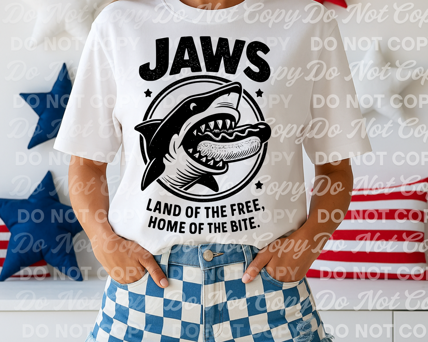 Jaws Hot Dog PNG • Patriotic Shark • Land of the Free Home of the Bite