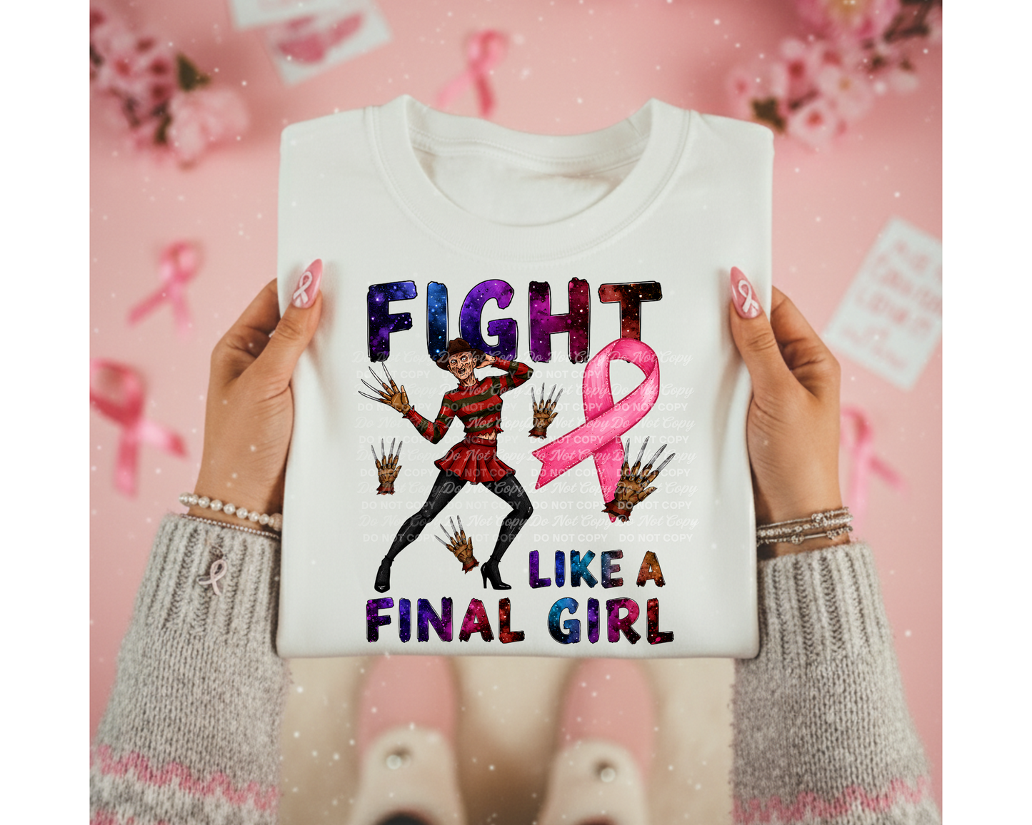 Final Girl Breast Cancer Awareness PNG Bundle | 4 Digital Download Designs | Horror Villain Parody Pink Ribbon Shirt Graphics