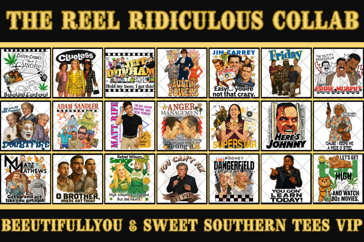 REEL Ridiculous Movie Collab Bundle – 20+ Funny PNG Designs for $20