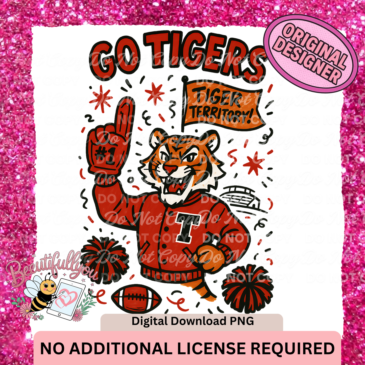 Go Tigers Mascot PNG – Tiger Territory Digital Spirit Download