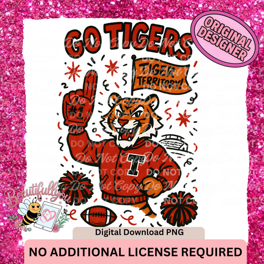 Go Tigers Mascot PNG – Tiger Territory Digital Spirit Download
