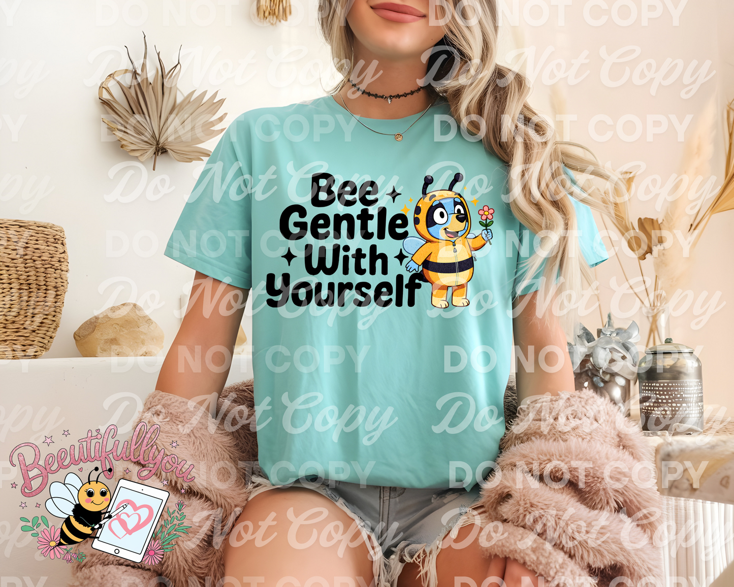 Bee Gentle With Yourself PNG – Bluey-Inspired Mental Health Digital Download, Cute Bumblebee Costume Clipart, Self-Care Shirt Design