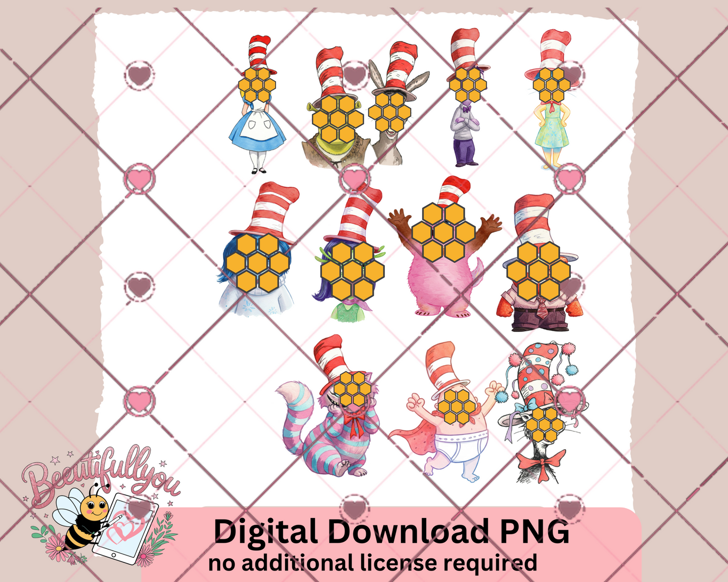 Read Across America Inspired Clipart Bundle | 11 Iconic Characters in Cat Hats | Digital PNG